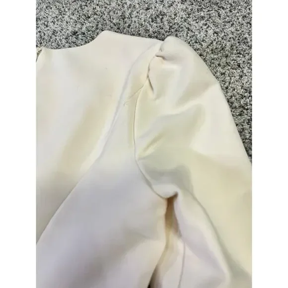 Gal Meets Glam Celeste Fit to Flare Pleated Dress, Sz 6 Cream Old Money Classic - Picture 14 of 15